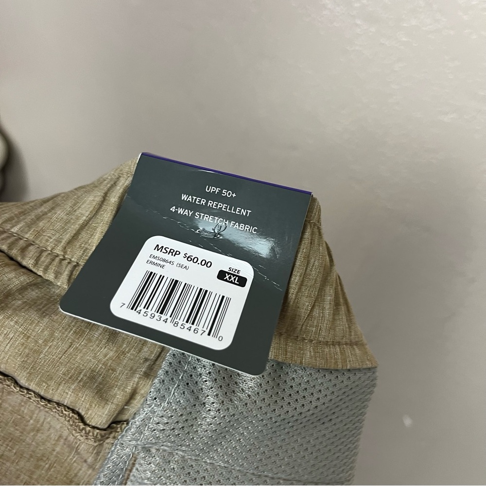 Eddie Bauer Drawstring Waist Shorts Khaki UPF 50 Water Repellent Men XXL - Picture 4 of 10